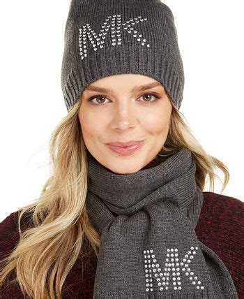 michael kors logo scarf and hat set|macy's michael kors summer hats.